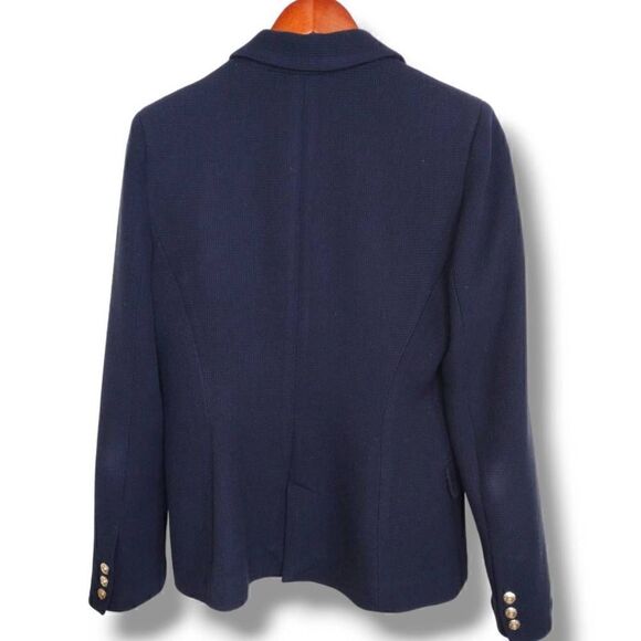 Catherine Womens Blazer Sz 8 Navy Blue Textured Jacket Summer Spring Lining - Picture 3 of 8